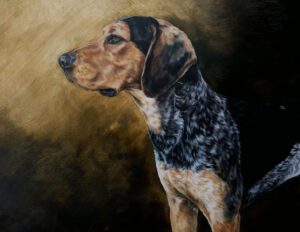 A painting of a Kelly Beagle looking regal
